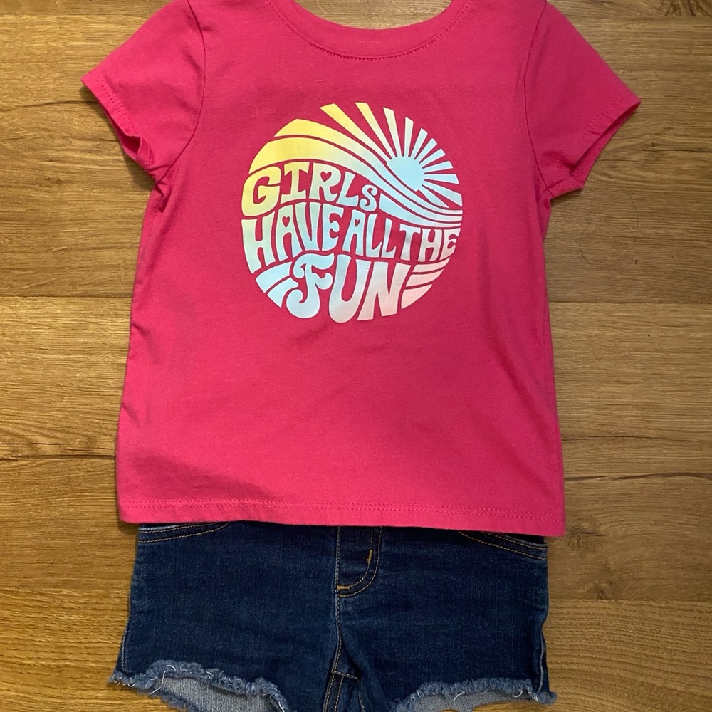 Garanimals Pink and Yellow Short Sleeve Tee with Retro Graphic
